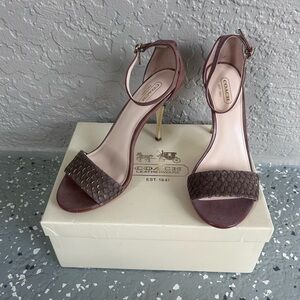 Coach Dusty Rose Open-Toe Ankle Strap Heels